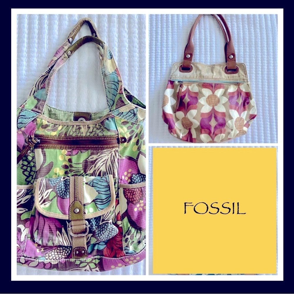Fossil floral canvas bag key per 2 bags